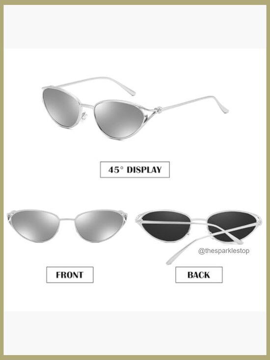 Metal Frame Oval Cat Eye Sunglasses, Retro 90s Style, UV400 Protection main image 4